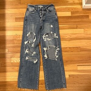 PacSun Blue Distressed Flare Jeans